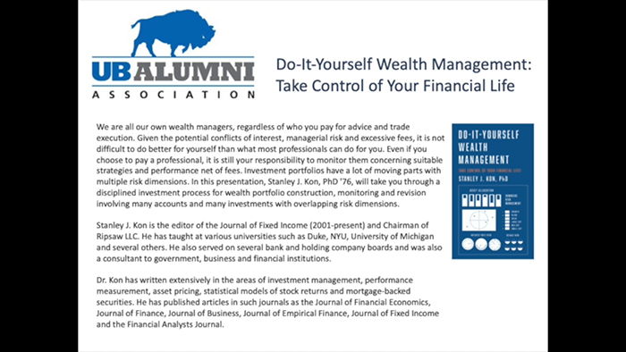 UB Alumni Association Do It Yourself Wealth Management